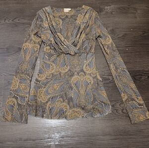 Vintage Sweet Pea by Stacy Frati Paisly Multicolor Patterned Top Size Small Y2k